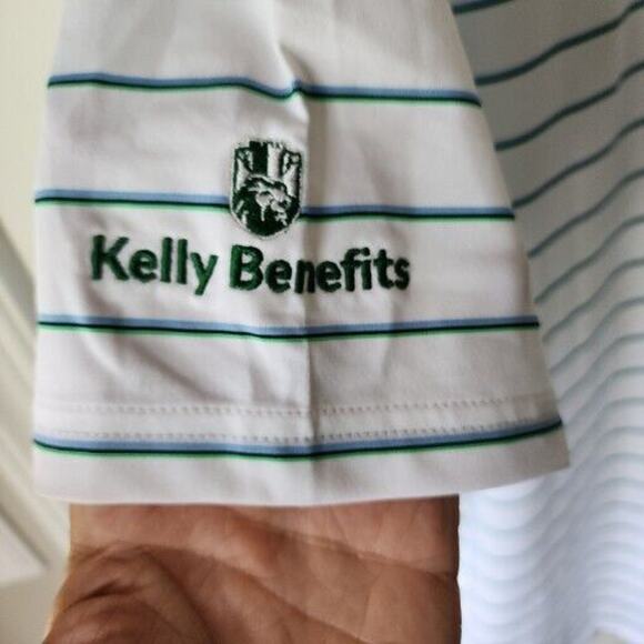 RLX Polo Ralph Lauren Gray White Striped Short Sleeve Wicking Golf Shirt $98 XL - Picture 5 of 5
